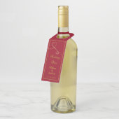 2つのエレガント金ゴールドハート |赤結婚の' ボトルネックタグ (アングル)