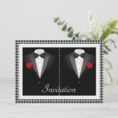 2つのエレガントTuxeddosを持つゲイ結婚式招待状 招待状 (スタンド正面)