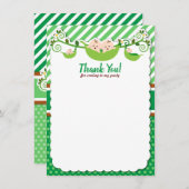 2つのエンドウ豆の双生児ベイビーシャワー誕生日 サンキューカード (正面/裏面)