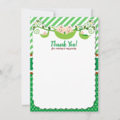 2つのエンドウ豆の双生児ベイビーシャワー誕生日 サンキューカード (正面)
