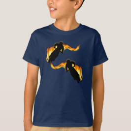 2つのオフロードダートバイクと炎 Tシャツ