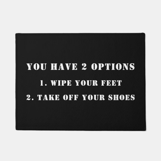 2つのオプション、DIYメッセーおもしろいジ、白黒 ドアマット (正面)