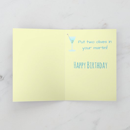 2つのオリーブ色のマルティーニのハッピーバースデーの挨拶 カード (内部)