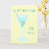 2つのオリーブ色のマルティーニのハッピーバースデーの挨拶 カード (黄色い花)