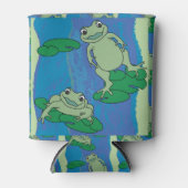 2つのカエルのパターン 缶クーラー (正面)