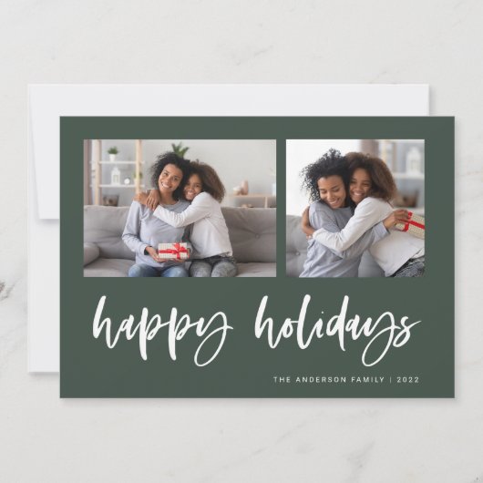 2つのカジュアルフォトグリッドのスクリプトを作成 |ハッピーホリデー シーズンカード (正面)
