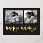 2つのカジュアルフォトグリッドのスクリプトを作成 |ハッピーホリデー 箔シーズンカード (正面)