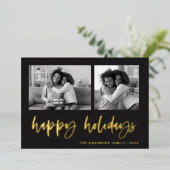 2つのカジュアルフォトグリッドのスクリプトを作成 |ハッピーホリデー 箔シーズンカード (立ち正面)