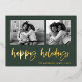 2つのカジュアルフォトグリッドのスクリプトを作成 |ハッピーホリデー 箔シーズンカード (正面)