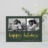 2つのカジュアルフォトグリッドのスクリプトを作成 |ハッピーホリデー 箔シーズンカード (立ち正面)