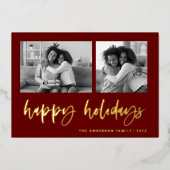 2つのカジュアルフォトグリッドのスクリプトを作成 |ハッピーホリデー 箔シーズンカード (正面)
