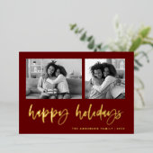 2つのカジュアルフォトグリッドのスクリプトを作成 |ハッピーホリデー 箔シーズンカード (立ち正面)