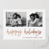 2つのカジュアルフォトグリッドのスクリプトを作成 |ハッピーホリデー 箔シーズンカード (正面)