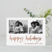 2つのカジュアルフォトグリッドのスクリプトを作成 |ハッピーホリデー 箔シーズンカード (立ち正面)