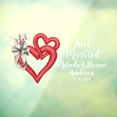 2つのカスタマイズ結合ハートたった今結婚しました ウィンドウサイン (シート3)