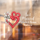 2つのカスタマイズ結合ハートたった今結婚しました ウィンドウサイン (シート2)