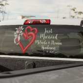 2つのカスタマイズ結合ハートたった今結婚しました ウィンドウサイン