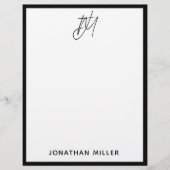 2つのカスタムイニシャルのスクリプトモノグラムを持つレターヘッド レターヘッド (正面)