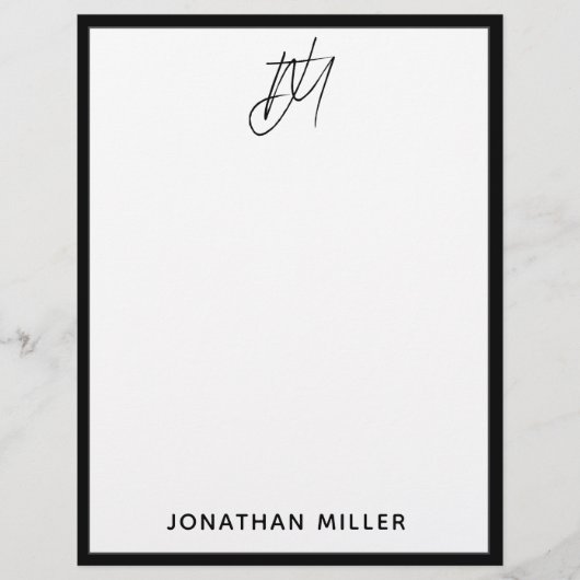 2つのカスタムイニシャルのスクリプトモノグラムを持つレターヘッド レターヘッド (正面)