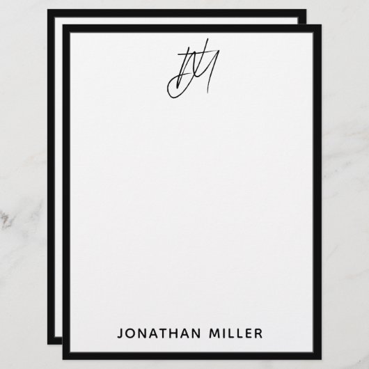 2つのカスタムイニシャルのスクリプトモノグラムを持つレターヘッド レターヘッド (正面/裏面)