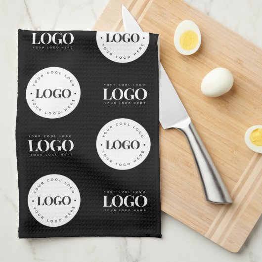 2つのカスタムロゴステップとリピート事業会社 キッチンタオル (四つ折り)