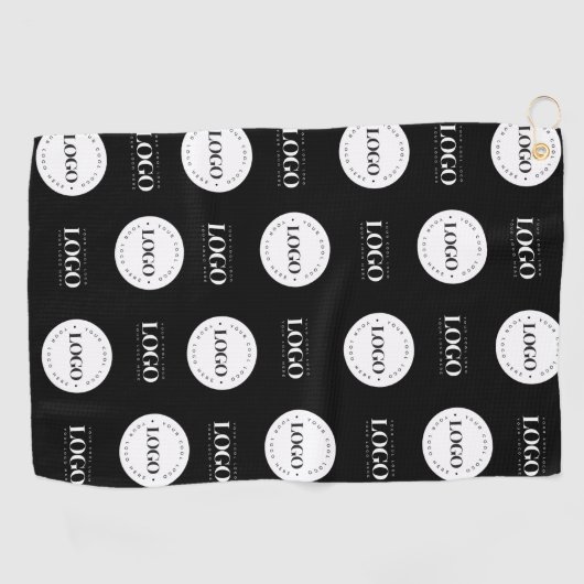 2つのカスタムロゴステップとリピート事業会社 ゴルフタオル (横)