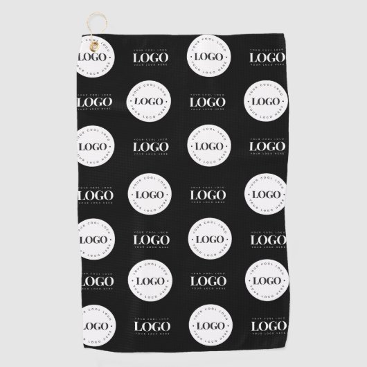 2つのカスタムロゴステップとリピート事業会社 ゴルフタオル (正面)