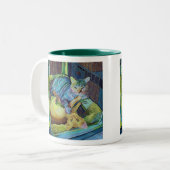 2つのカスタム猫ちゃんを持つアートコーヒーマグ ツートーンマグカップ (正面左)