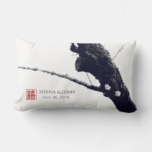 2つのカスタム米国中国の結婚の贈り物 ランバークッション (正面)