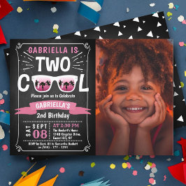 2つのカッコいいシャルボード女の子の写真2nd誕生日 招待状