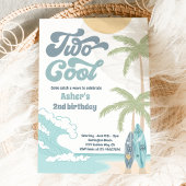 2つのカッコいいレトロサーフビーチ2nd誕生日パーティー 招待状