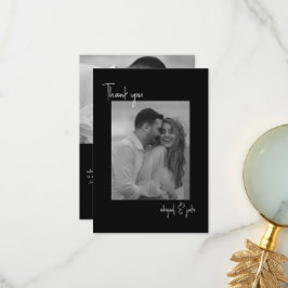 2つのカップルの黒い写真結婚のメッセージありがとう サンキューカード