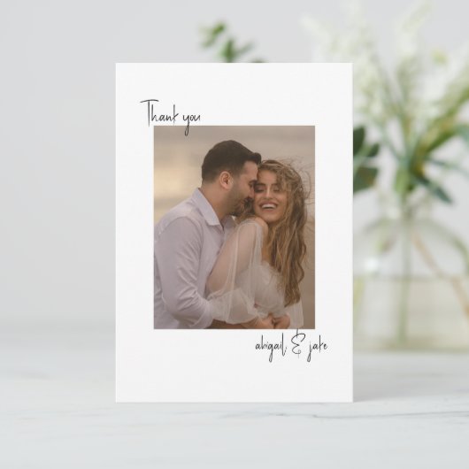 2つのカップル写真結婚のメッセージありがとう サンキューカード (スタンド正面)