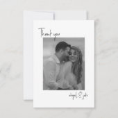 2つのカップルB/W写真のメッセージ結婚ありがとう サンキューカード (正面)