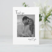 2つのカップルB/W写真のメッセージ結婚ありがとう サンキューカード (スタンド正面)