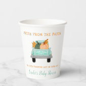 2つのカボチャ付き古いトラック秋ツインズベビーシャワー 紙コップ (正面)