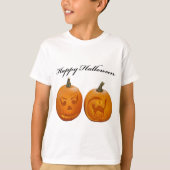 2つのカボチャHappy Hallween Tシャツ (正面)