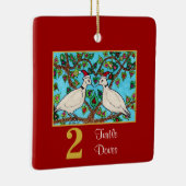 2つのカメの鳩のかわいい鳥及びタイポグラフィ愛 セラミックオーナメント (右)