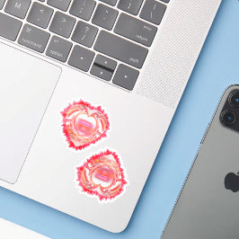 2つのカラフルぼろぼろのハートカスタムカット シール