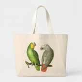 2つのカラフルヴィンテージパロットオン ラージトートバッグ (正面)