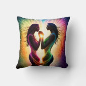 2つのカラフル姿を抽象芸術アートに取り込む クッション (裏面)