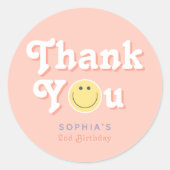 2つのガーリーGroovy 2nd誕生日ありがとう ラウンドシール (正面)