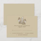 2つのキツネ結婚式招待状rsvp 出欠カード (正面/裏面)