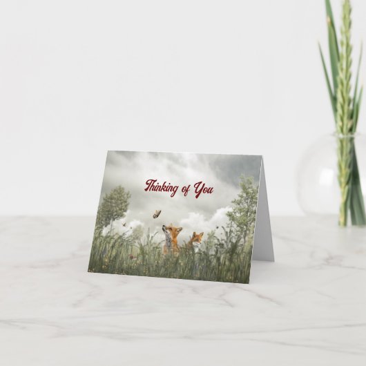 2つのキツネ考えのOF YOUカード サンキューカード (正面)