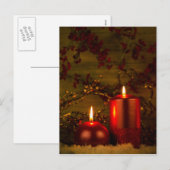 2つのキャンドルのクリスマスの装飾 シーズンポストカード (正面/裏面)