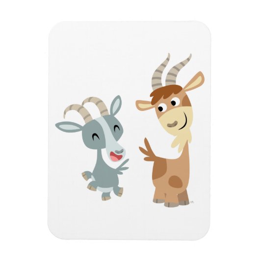 2つのキュートなハッピーカートゥーンヤギ柔軟なマグネット マグネット (縦)