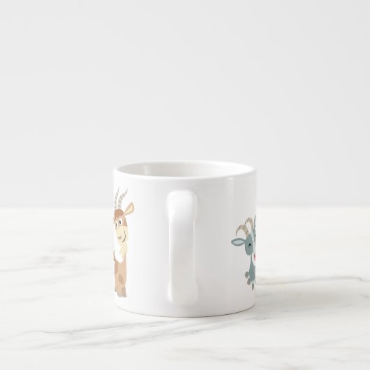 2つのキュートなハッピーカートゥーンヤギEspresso Mug エスプレッソカップ (裏面)