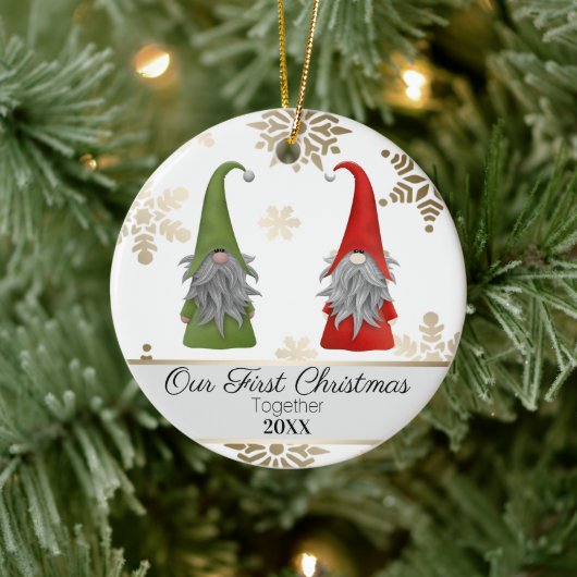 2つのキュートクリスマスガーデン格言初めてのクリスマス セラミックオーナメント (ツリー)