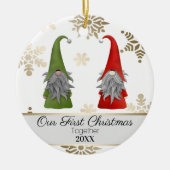 2つのキュートクリスマスガーデン格言初めてのクリスマス セラミックオーナメント (正面)