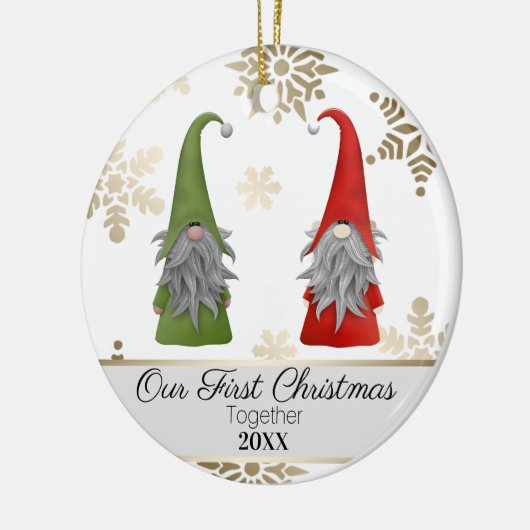 2つのキュートクリスマスガーデン格言初めてのクリスマス セラミックオーナメント (左)